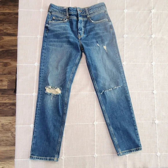 Pilcro Anthropologie Distressed Straight Jeans Women’s 27x26 Blue Denim - Picture 1 of 9